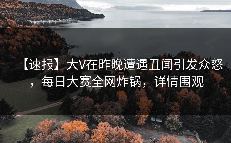 【速报】大V在昨晚遭遇丑闻引发众怒，每日大赛全网炸锅，详情围观