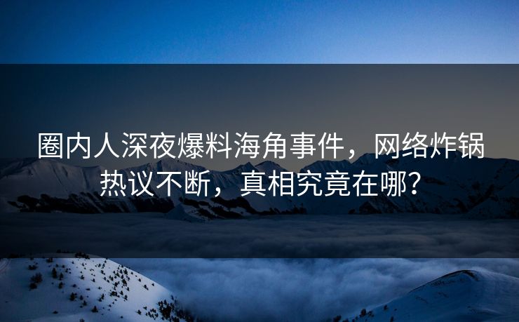 圈内人深夜爆料海角事件，网络炸锅热议不断，真相究竟在哪？