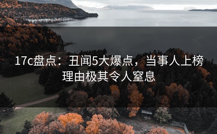 17c盘点：丑闻5大爆点，当事人上榜理由极其令人窒息