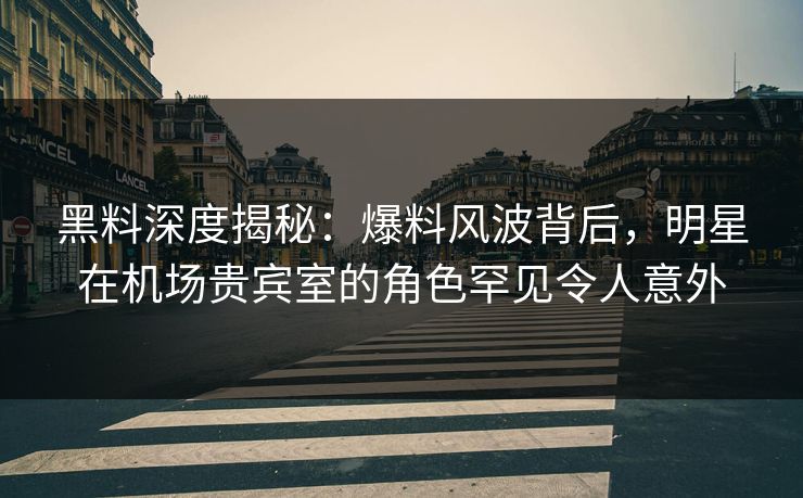 黑料深度揭秘：爆料风波背后，明星在机场贵宾室的角色罕见令人意外