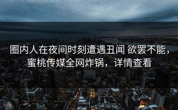 圈内人在夜间时刻遭遇丑闻 欲罢不能，蜜桃传媒全网炸锅，详情查看